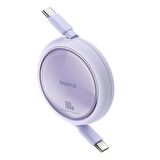 Baseus Free2 Draw Mini Makaralı Type-C to Type-C 100W Kablo 1 Metre - Mor