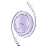 Baseus Free2 Draw Mini Makaralı Type-C to Type-C 100W Kablo 1 Metre - Mor