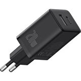 Baseus Cube Type-C + USB Girişli U+C 20W Hızlı Şarj Cihazı iPhone 15 14 13 12 11 Uyumlu Samsung ve Android Uyumlu Beyaz