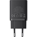 Baseus Cube Type-C + USB Girişli U+C 20W Hızlı Şarj Cihazı iPhone 15 14 13 12 11 Uyumlu Samsung ve Android Uyumlu Beyaz