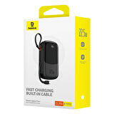 Baseus Qpow Pro+ Plus 20.000mAh 22.5W Dijital Ekran Powerbank Hızlı Şarj Type-C Kablolu iPhone 15/16 Tüm Seriler Uyumlu!