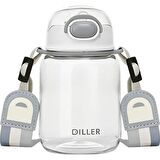 Diller 500ML Askılı Pipetli Tritan Su Matarası BEYAZ