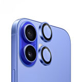 Blueo iPhone 16 ve 16 Plus Uyumlu Laciverttaş Mavi Metal Frame Aplikatörlü Kamera Lens Camı Koruyucu