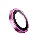 Blueo iPhone 16 ve 16 Plus Uyumlu Pembe Metal Frame Aplikatörlü Kamera Lens Camı Koruyucu