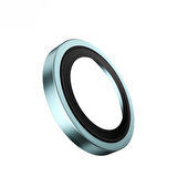 Blueo iPhone 16 ve 16 Plus Uyumlu Deniz Mavisi Yeşil Metal Frame Aplikatörlü Kamera Lens Camı Koruyu