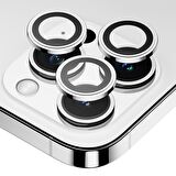 iPhone 12 Pro Max Uyumlu Metal Çerçeve Kamera Lens Koruyucu Gümüş