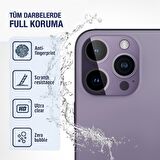 iPhone 14 Pro/14 Pro Max Uyumlu Metal Çerçeve Kamera Lens Koruyucu Mor