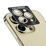 iPhone 14 Pro/14 Pro Max Uyumlu Metal Çerçeve Kamera Lens Koruyucu Altın