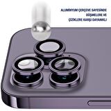 iPhone 14 Pro/14 Pro Max Uyumlu Metal Çerçeve Kamera Lens Koruyucu Altın