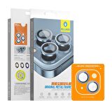 Iphone 15 / 15 Plus Uyumlu Orijinal Metal Çerçeve Kamera Lens Koruyucu Mavi