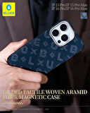 iPhone 15 Pro Max Uyumlu MagSafe Özellikli Orijinal Karbon Gilded Tactile Aramid Fiber İnce Slim Kıl