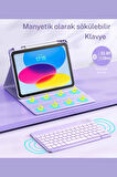 iPad 10. 11. Nesil Uyumlu Model A3354, A3355, A3356 A2696, A2757, A2777, A3162 Klavyeli Tablet Kılıfı
