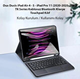 Dux Ducis iPad Air 4 / 5 / iPad Pro 11 (2020/2021/2022) TK Series Kablosuz Bluetooth Klavye Touchpad