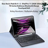 Dux Ducis iPad Air 4 / 5 / iPad Pro 11 (2020/2021/2022) TK Series Kablosuz Bluetooth Klavye Touchpad