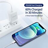 Dux Ducis C50 USB 20 Watt Hızlı Şarj Aleti Beyaz