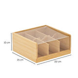 Porsima Home 005 Ahşap Bambu 6 Bölmeli Organizer Poşet Çay Kutusu Sallama Çay Kutusu