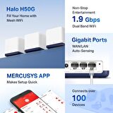 TP-LINK MERCUSYS HALO H50G 1900Mbps Mesh Menzil Genişletici(ÜÇLÜ PAKET)