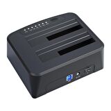 DM Çift Slotlu Offline Clone USB3.0 Sata 2.5 / 3.5 inch HDD SSD Dock Station Klonlama