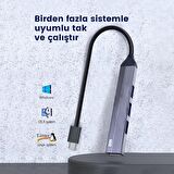DM CHB057 USB Type-C to 4 Portlu 3*USB 2.0 1*USB 3.0 Hub Çoklayıcı 15 CM