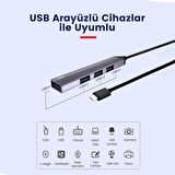 DM CHB057 USB Type-C to 4 Portlu 3*USB 2.0 1*USB 3.0 Hub Çoklayıcı 1 Metre