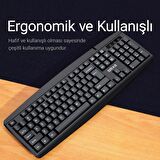 DM K10 Siyah Kablolu İngilizce Q Klavye