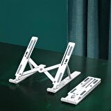 DM AD039 10 Kademeli Katlanabilir Taşınabilir Macbook Notebook Laptop Standı Beyaz