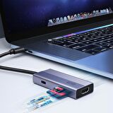 DM CHB059 Type-C to 4K HDMI 2*USB-A PD 60W SD ve Micro SD Kart Okuyucu Çoklayıcı Hub