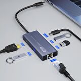 DM CHB061 Type-C to 4K HDMI 3*USB3.0 Gigabit Ethernet PD 60W Çoklayıcı Hub