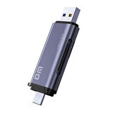 DM CR017 USB-A ve Type-C SD Micro SD TF Kart Okuyucu