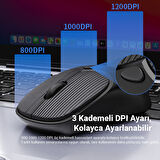 DM K17 Dual Mode Bluetooth ve 2.4GHz Destekli 1200DPI Kablosuz Optik Mouse