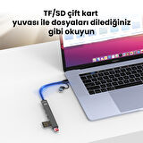 DM CHB025 USB-A ve Type-C Girişli 2*Type-C 1*USB-A SD Micro SD TF Kart Okuyucu Çoklayıcı Dönüştürücü