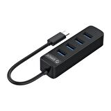 ORICO Type-C to USB 3.0 4 Portlu USB Çoklayıcı Hub Siyah