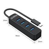 ORICO Type-C to USB 3.0 4 Portlu USB Çoklayıcı Hub Siyah