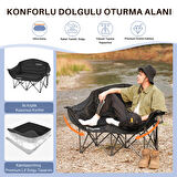 KingCamp Loveseat Double Çift Kişilik Katlanır Kamp Sandalyesi Black