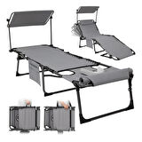 KingCamp Magnolia B10 Plus Hands-Free Premium 7 Kademeli Katlanır Şezlong Grey