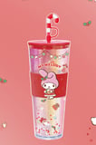 Sanrio Lisanslı My Melody Yılbaşı Koleksiyonu Çift Cidarlı ve Pipetli Şişe – Parlak Detaylı Matara