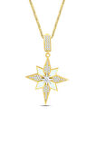 Altın Beyaz Mineli Kuzey Yıldızı Charm Kolye