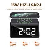 Havit W320 Hızlı Wireless Şarj, Saat ve Gece Lambası (Fast 15W)