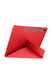 Galaxy Tab S10 Plus Uyumlu 12,4 inç Kılıf Fuchsia Akıllı Kalem Bölmeli Standlı Tri Folding Smart Kılıf