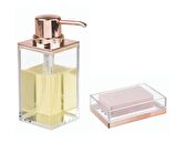 2 Lİ BANYO SETİ MODERN ALTIN BAKIR TASARIMLI AKRİLİK 20X20X10CM