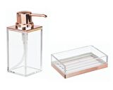 2 Lİ BANYO SETİ MODERN ALTIN BAKIR TASARIMLI AKRİLİK 20X20X10CM