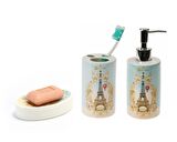 SERAMİK 3 LÜ BANYO SETİ ROMANTİK YEŞİL MODEL
