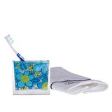 DİŞ FIRÇALIK MAVİ ÇİÇEKLİ AKRİLİK 10X10X3CM