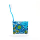 DİŞ FIRÇALIK MAVİ ÇİÇEKLİ AKRİLİK 10X10X3CM