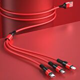 WEKOME 3WDC-125 in1 Type-C+İPhone+Micro Usb Şarj Kablsu 1.20CM KIRMIZI