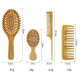 4 Parçadan Oluşan %100 Bambu Doğal Fırça Tarak Seti
