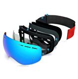 UV400 Korumalı Antisis Özellikli 3 Katmanlı Aynalı Snowboard Kayak Gözlüğü