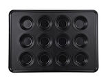 MasterPro BGMP-7331 Karbon Çelik 12 Oluklu Muffiin Fırın Tepsisi 42,3x29,8x2,7 cm