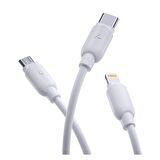 Rock G12 Three 3 in 1 Primary 3A 1.2 Metre ( Lightning, Type-C, Micro Usb ) Şarj ve Data Kablosu Bey
