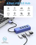 Orico USB3.0 4 Portlu 5Gbps Çoklu USB Bağlantı Noktası Çoklayıcı HUB, 15cm, Mavi, PW4U-U3-015-BL